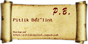 Pitlik Bálint névjegykártya