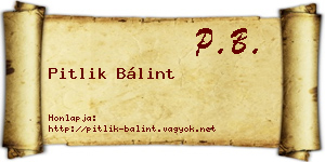 Pitlik Bálint névjegykártya