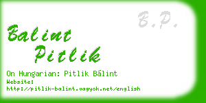 balint pitlik business card